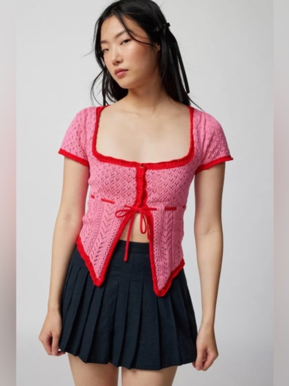 Urban Outfitters Gabriella Babydoll Flyaway Sweater Top Sz M Knit Boho Cottage